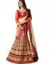 wedant FAshion Wedding Heavy Work Dulhan Collection Self Design Lahengha Choli Red & Beige